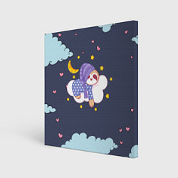 Холст квадратный Сонный ленивец, цвет: 3D-принт