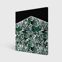 Холст квадратный Черно-зеленые каракули, цвет: 3D-принт