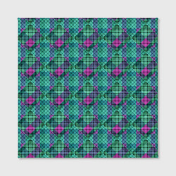 Холст квадратный Бирюзовый клетчатый узор, цвет: 3D-принт — фото 2
