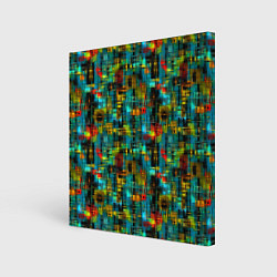 Холст квадратный Разноцветные штрихи на бирюзе, цвет: 3D-принт