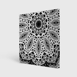 Холст квадратный Черно-белый орнамент, цвет: 3D-принт