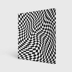 Холст квадратный Черно-белая клетка Black and white squares, цвет: 3D-принт