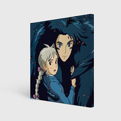 Холст квадратный Ходячий замок Софи и Хаул летят, цвет: 3D-принт