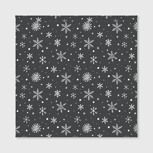 Картина квадратная Белые снежинки на сером фоне / 3D-принт – фото 2