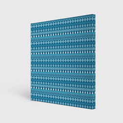 Холст квадратный Новогодний узор сине-белого цвета, цвет: 3D-принт