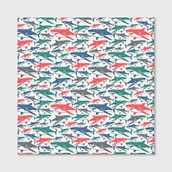 Холст квадратный Разноцветные Акулы, цвет: 3D-принт — фото 2