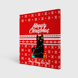 Холст квадратный MEOW CHRISTMAS, цвет: 3D-принт