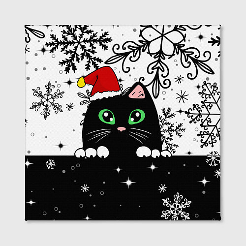 Картина квадратная Новогодний кот в колпаке Санты / 3D-принт – фото 2