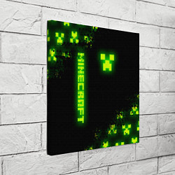 Холст квадратный MINECRAFT NEON LOGO CREEPER, цвет: 3D-принт — фото 2
