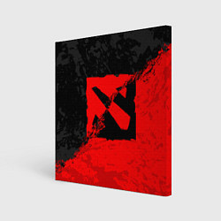 Холст квадратный DOTA 2 RED BLACK LOGO, БРЫЗГИ КРАСОК, цвет: 3D-принт
