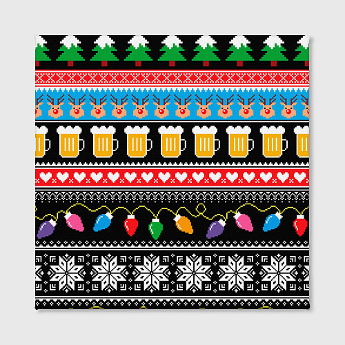 Картина квадратная Новогодний пивной узор / 3D-принт – фото 2