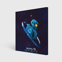Холст квадратный Halo Infinite Силуэт мастера Чифа, цвет: 3D-принт