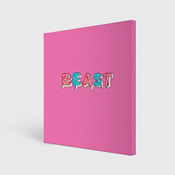 Холст квадратный Mr Beast Donut Pink edition, цвет: 3D-принт