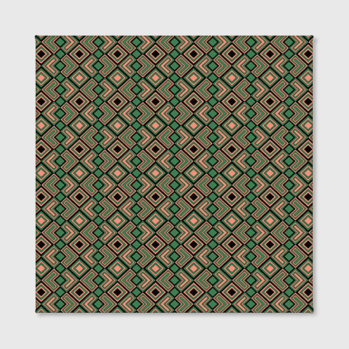 Картина квадратная Абстракция из черных, зеленых и бежевых квадратов / 3D-принт – фото 2