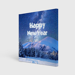 Холст квадратный Космическая Зима Надпись Новый Год, цвет: 3D-принт
