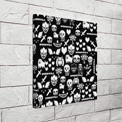 Холст квадратный UNDERTALE PATTERN БЕЛЫЙ, цвет: 3D-принт — фото 2