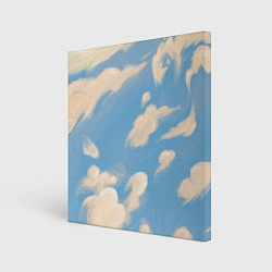 Холст квадратный Рисунок голубого неба с облаками маслом, цвет: 3D-принт