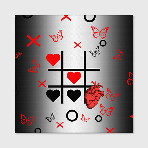 Картина квадратная Крестики нолики сердцами / 3D-принт – фото 2