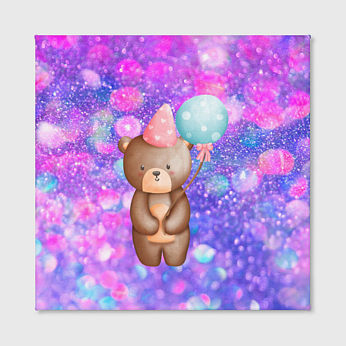 Картина квадратная День Рождения - Медвежонок с шариками / 3D-принт – фото 2