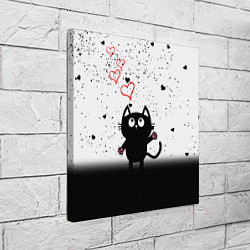Холст квадратный Котик в тумане Сердечки, цвет: 3D-принт — фото 2