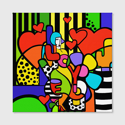 Картина квадратная Romero Britto - love you / 3D-принт – фото 2