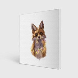 Холст квадратный Fox with a garland, цвет: 3D-принт