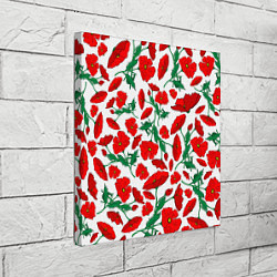Холст квадратный Цветы Красные Маки на белом фоне, цвет: 3D-принт — фото 2