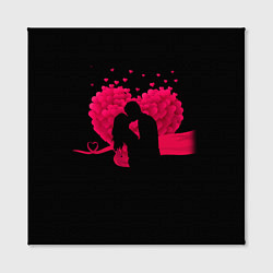 Холст квадратный Силуэты Влюбленных Сердце из Роз и Любовь, цвет: 3D-принт — фото 2