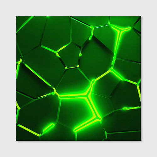 Картина квадратная 3D ПЛИТЫ НЕОН NEON GREEN HEXAGON РАЗЛОМ / 3D-принт – фото 2