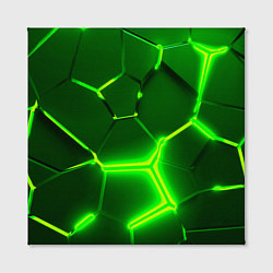 Холст квадратный 3D ПЛИТЫ НЕОН NEON GREEN HEXAGON РАЗЛОМ, цвет: 3D-принт — фото 2