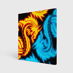 Картина квадратная НЕОНОВЫЕ ДРАКОНЫ NEON DRAGONS