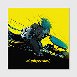 Холст квадратный Vi Ви на мотоцикле cyberpunk 2077, цвет: 3D-принт — фото 2
