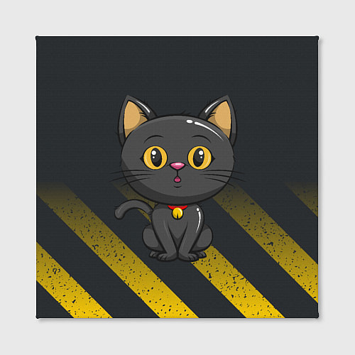 Картина квадратная Черный кот желтые полосы / 3D-принт – фото 2