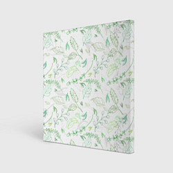Картина квадратная Хаос из зелёных веток и листьев
