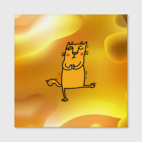 Картина квадратная Строгий кот занимается йогой / 3D-принт – фото 2