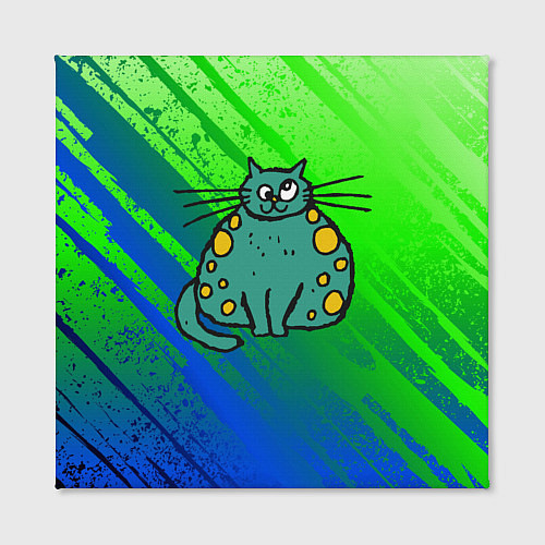 Картина квадратная Прикольный зеленый кот / 3D-принт – фото 2