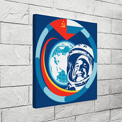 Холст квадратный Первый Космонавт Юрий Гагарин 3D 1, цвет: 3D-принт — фото 2