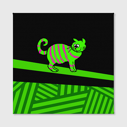Картина квадратная Зеленый полосатый кот / 3D-принт – фото 2