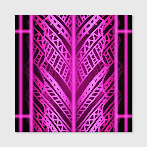 Картина квадратная Неоновая абстракция Розовый светящийся узор на тем / 3D-принт – фото 2