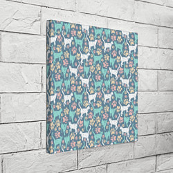 Холст квадратный Кошки и следы от лап, цвет: 3D-принт — фото 2