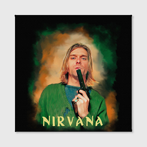 Картина квадратная Nirvana - Kurt Cobain with a gun / 3D-принт – фото 2