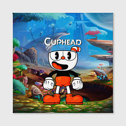 Холст квадратный Cuphead Красная чашечка, цвет: 3D-принт — фото 2