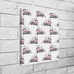 Холст квадратный Коты на автомобиле Паттерн, цвет: 3D-принт — фото 2