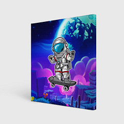 Холст квадратный Космонавт - скейтер, цвет: 3D-принт