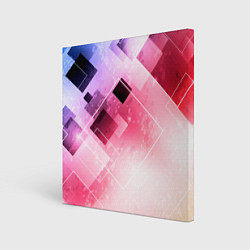 Холст квадратный Розово-голубая абстрактная геометрия, цвет: 3D-принт