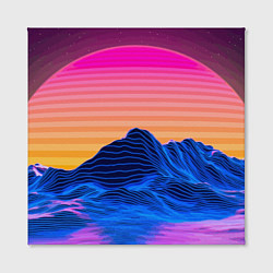 Холст квадратный Vaporwave Mountains Психоделика Неон, цвет: 3D-принт — фото 2
