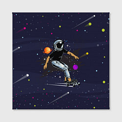 Холст квадратный Космонавт - скейтбордист, цвет: 3D-принт — фото 2