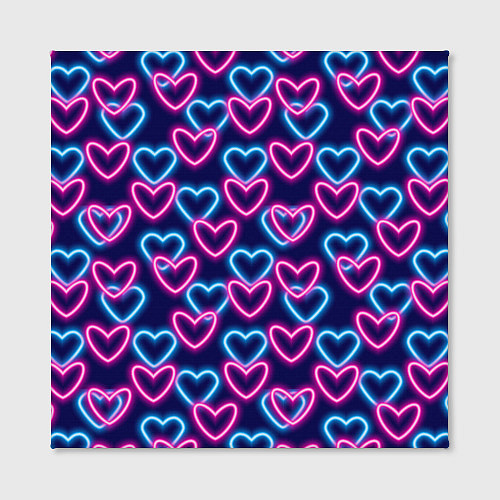 Картина квадратная Неоновые сердца, паттерн / 3D-принт – фото 2