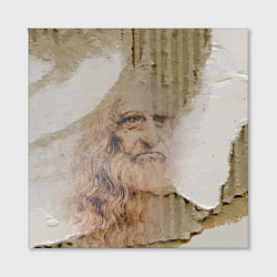 Холст квадратный Леонардо да Винчи Автопортрет на разорванном гофри, цвет: 3D-принт — фото 2