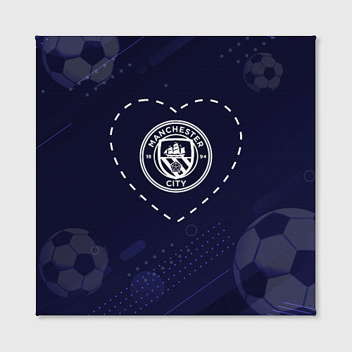 Картина квадратная Лого Manchester City в сердечке на фоне мячей / 3D-принт – фото 2
